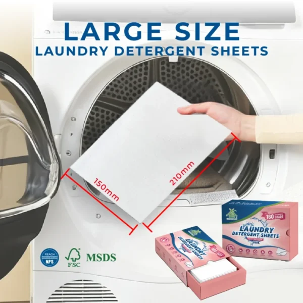 160-Loads-Premium-Quality-21-15cm-Large-Size-Non-toxic-Fresh-Scent-Laundry-Detergent-Sheets