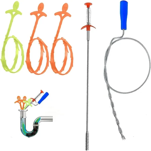 19.6-Inch-5-in-1-Sink-Snake-Cleaner-Disposable-Drain-Auger-Hair-Catcher-and-Sink-Dredge-Effective-Drain-Clog-Remover