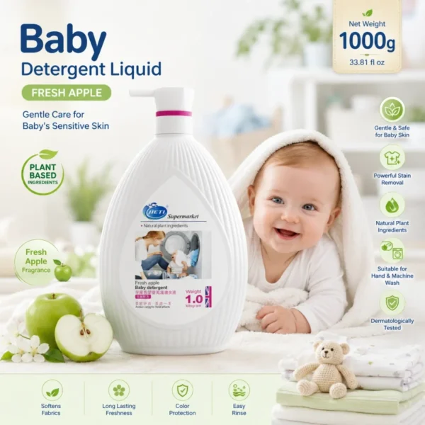 1kg-Newborn-Safe-Antibacterial-Hypoallergenic-Baby-Laundry-Detergent-Liquid-Fruit-Fragrance-Gentle-Stain-Removal-OEM-ODM