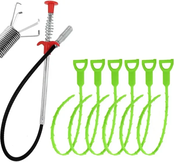 7-Pack-24-Inch-4-Clwas-Bendable-Hose-Litter-Pickup-Picker-Sewer-Drain-Cleaner-Sink-Drain-Snake-Grabber-Remover-Tool