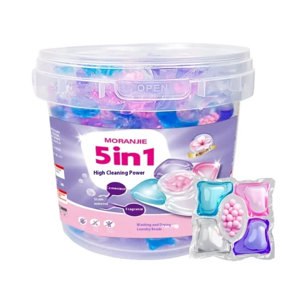 Eco-Friendly-Five-in-One-Cherry-Blossom-Laundry-Pods-Beads-Lasting-Fragrance-Home-Pack-5-Cavity-Concentrated-Enzyme-Gel