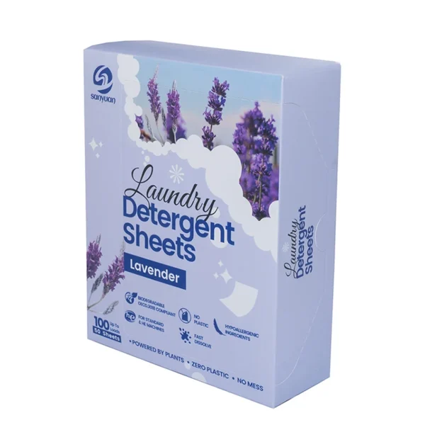 Eco-Friendly-Laundry-Cleaning-Supplier-Custom-Logo-Lavender-Scent-Enzyme-Laundry-Paper-Strip-Washing-Detergent-Sheets