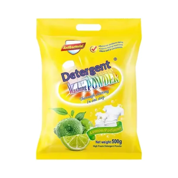Lemon-Scented-Soap-Powder-Detergent-500g-for-Apparel-Laundry-in-Household-and-Hotel-Guest-Rooms