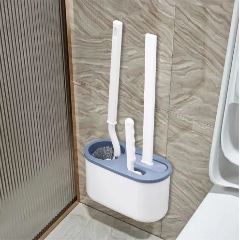 Silicone-Toilet-Brush-Plastic-Handle-No-Drill-Wall-Mount-Deep-Clean-Hard-to-Reach-Areas-Hygienic-Household-Bathroom-WC-Cleaner