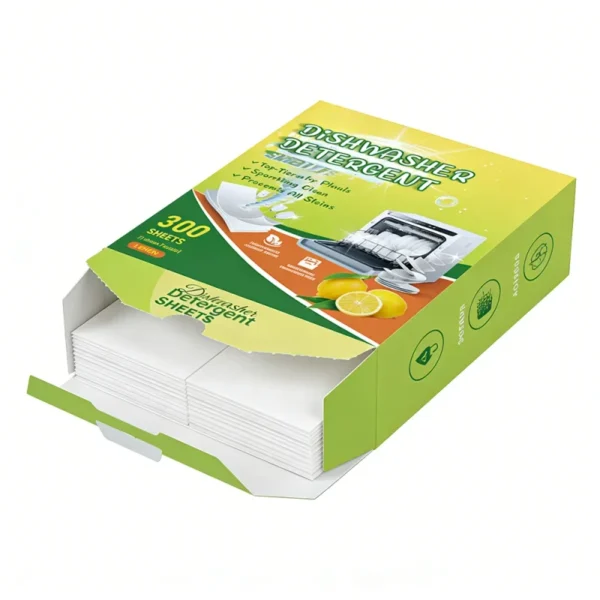 Solid-Disposable-Lemon-Flavor-Water-Soluble-Dishwasher-Detergent-Sheet-Biodegradable-Dishwashing-Stirps-Tablets