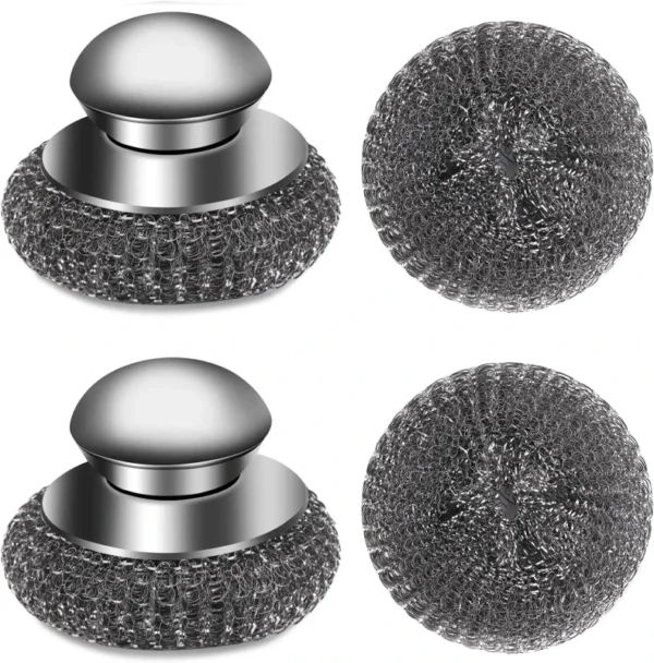 Steel-Wool-Scrubber-with-Replacement-Wire-Pads-Set-Stainless-Steel-Scrubber-with-Handle-for-Scouring-Stubborn-Messes-2