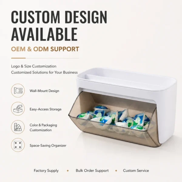 Wall-Mounted-Laundry-Pods-Dispenser-Clear-Flip-Lid-Detergent-Pod-Holder-Space-Saving-Tablet-Storage-Box-with-Top-Shelf